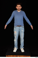  Hamza blue jeans blue sweatshirt dressed standing white sneakers whole body 0009.jpg